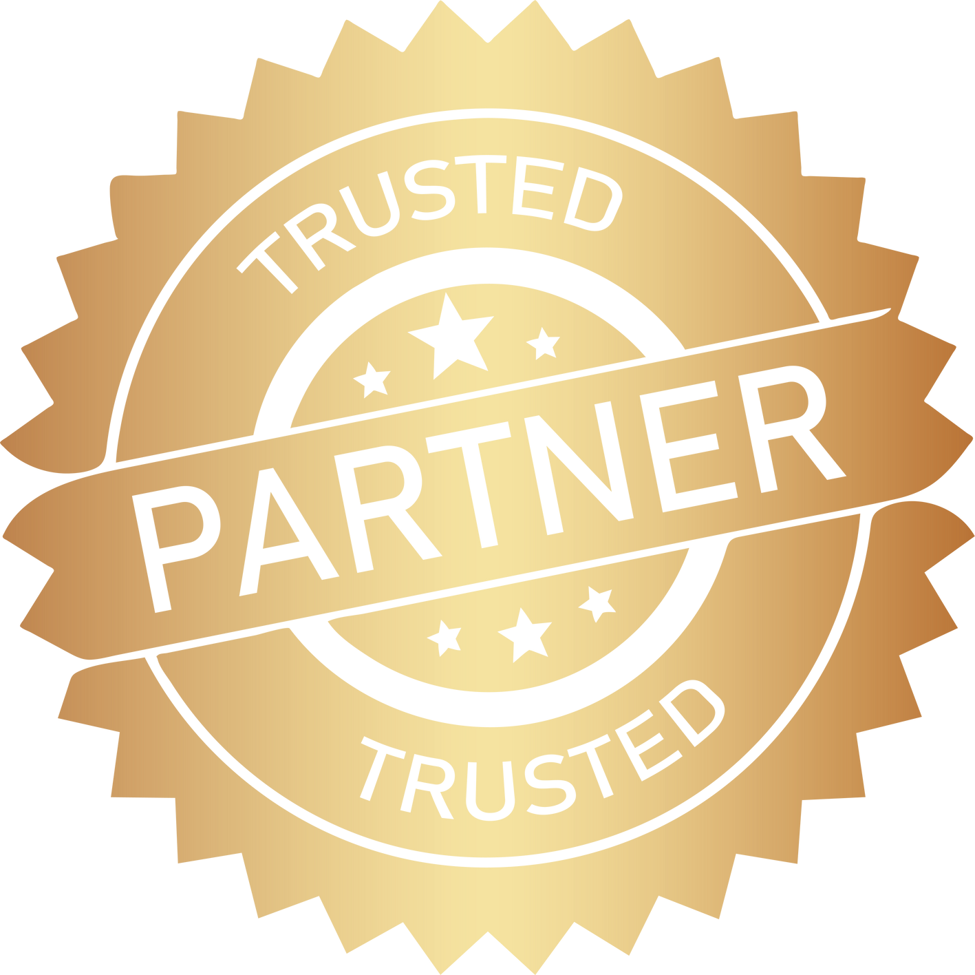 Golden trusted partner stamp badge